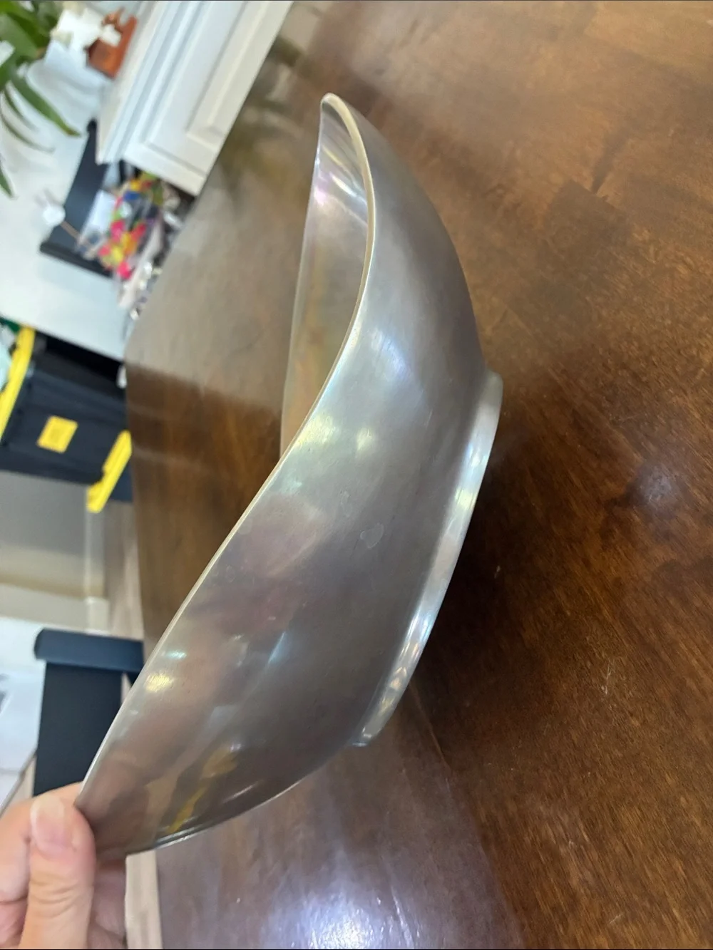 Beautiful Silver-Tone Decorative Serving Bowl - Modern Curved Design